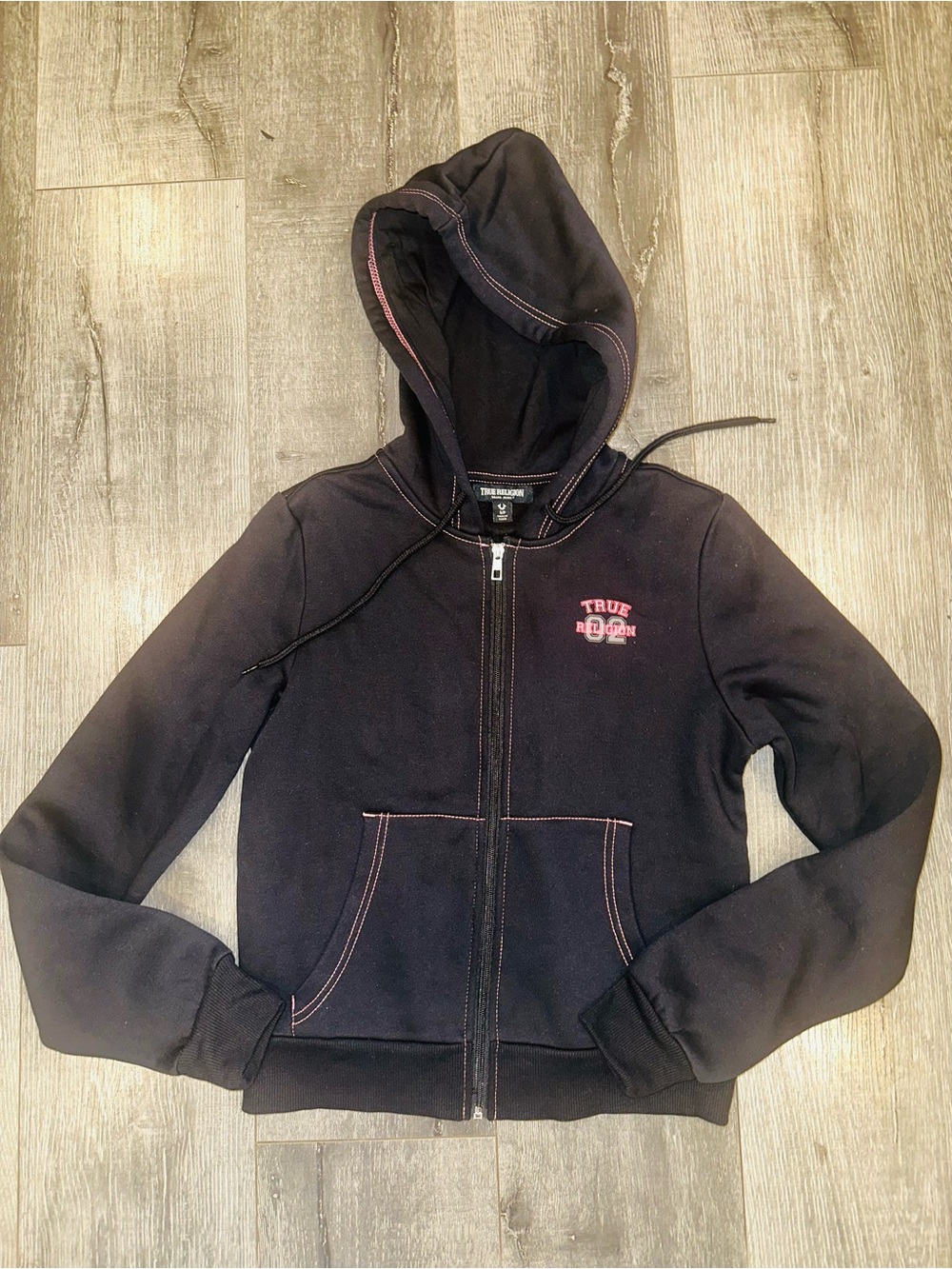 True Religion Woman’s Contrast Stitch Zip-Up Hoodie